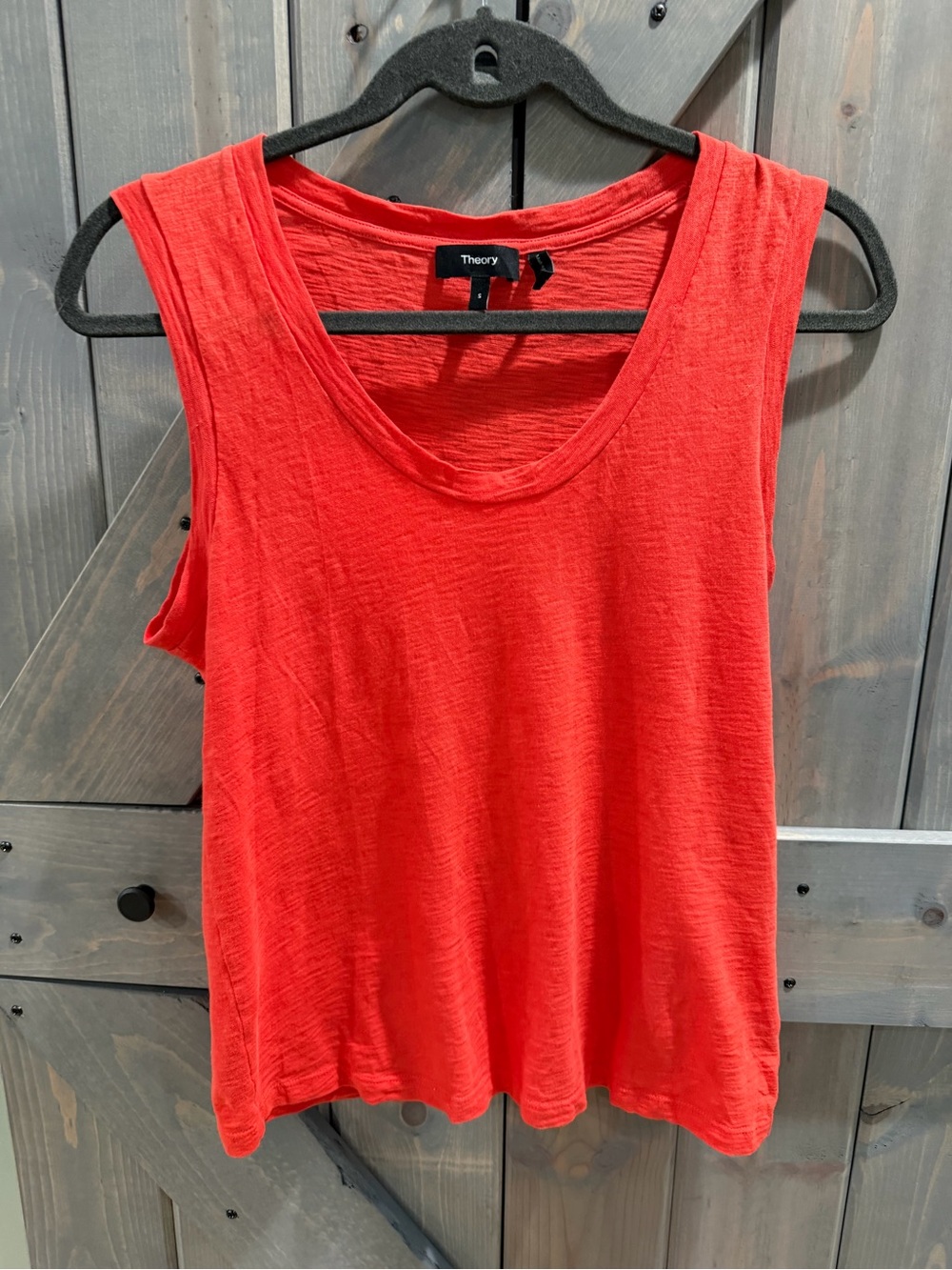 Theory Women’s Small Coral Red Scoop Neck Sleeveless Slub Tank Top